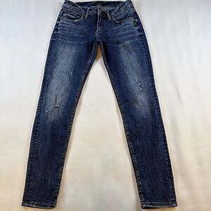 Silver Jeans Women’s Boyfriend Skinny Blue Mid Rise Stretch Distressed  28x29